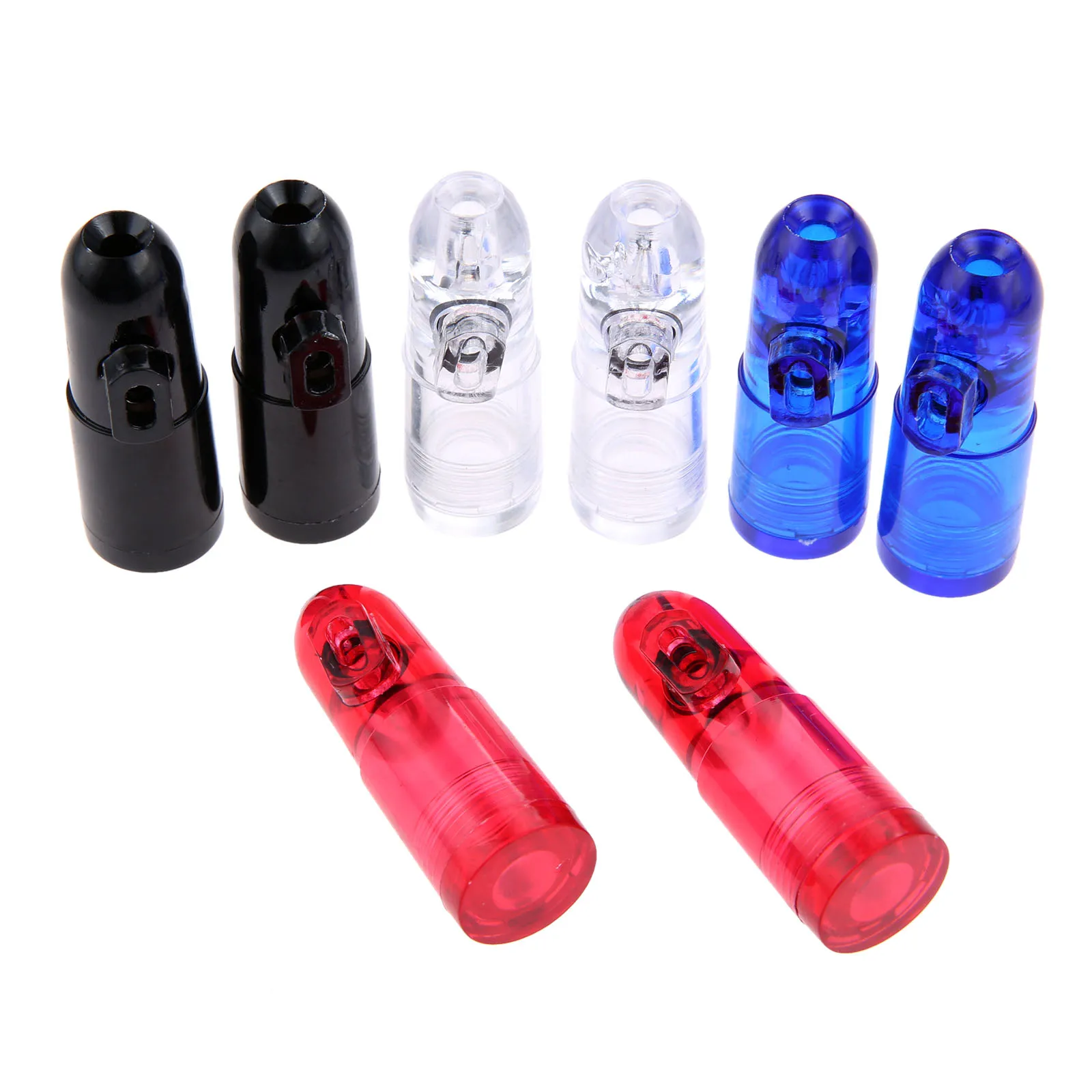 

10Pcs Acrylic Plastic Snuff Dispenser Snorter Bullet Rocket Shape Bottle Nasal Sniffer 20x49mm Black/Red/Blue/White