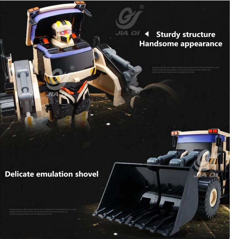 Игрушечный подарок для мальчика Jia Qi умная форма преобразования RC грузовик 2,4 г один ключ деформации RC инженерный автомобиль погрузка вилочный погрузчик