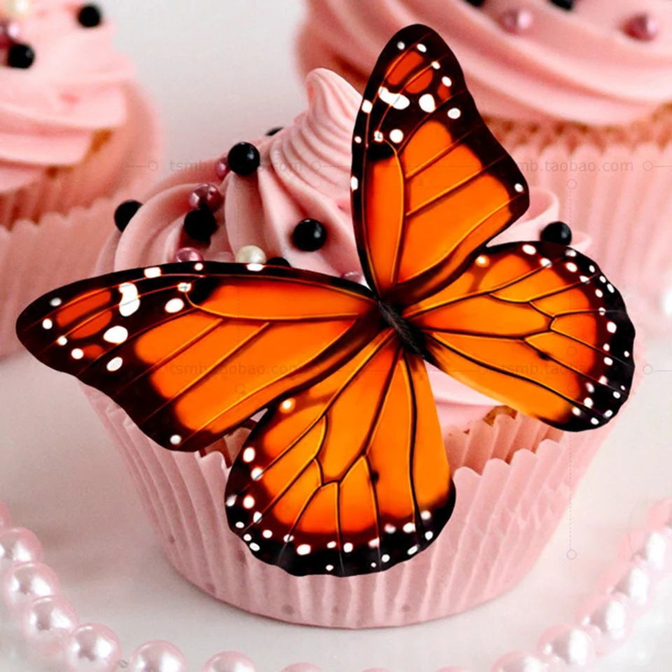 Transhome инструменты для украшения торта 30 шт./компл. бабочка съедобные клейкий Бумага цветок Форма свадебное украшение для торта «С Днем Рождения»
