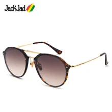 JackJad модные современные круглые солнцезащитные очки с заклепками, Двойные Лучи, винтажные брендовые дизайнерские солнцезащитные очки Oculos De Sol S31146