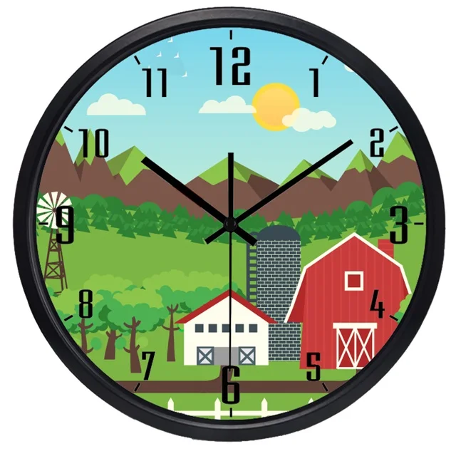 New Arrival Children Kids Farm Multicolors Silent Wall Clock