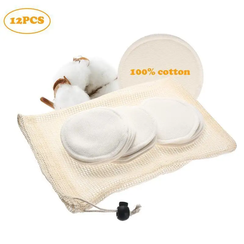 12 шт многоразовые подушечки для снятия макияжа из хлопка/бамбукового волокна моющиеся салфетки с мешочком для стирки лица/глаз/губ чистый уход за кожей