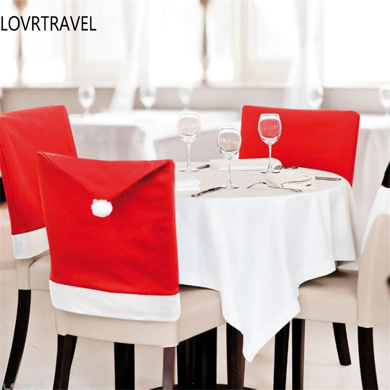 

6Pcs/Lot Christmas Chair Back Cover Decoracion Navidad Hat Christmas Decorations for Home Dinner Table New Year Xmas Chair cover