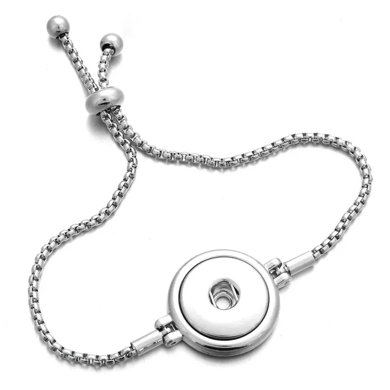 

Crystal Snap Charms Stainless Steel Adjustable snake chains Bracelet for 18mm Accessories Ginger Snap Button Jewelry BS017