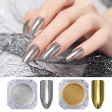 Зеркало для ногтей, блестящая пудра, металлический цвет, хромированная пудра, пигментная пыль, маникюр, дизайн ногтей, украшения для лака, гель
