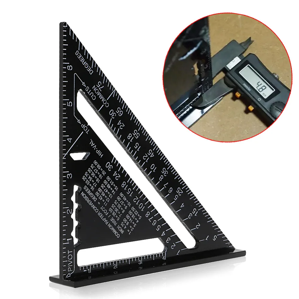 

1 PC Black Color 7" System Black Aluminum Alloy Measure Speed Square Roofing Rafter Square Triangle Ruler #1A10083#