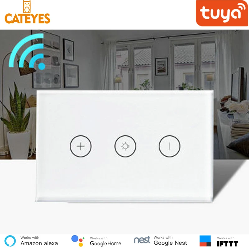 

High quality US Tuya Wifi Smart Wall Touch Light Dimmer Switch APP Remote Control Works with Amazon Alexa and Google Home
