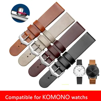 

Quality genuine Leather watch band available in ko mono original strap for men's fashion belt 18mm 20mm black brown watchband