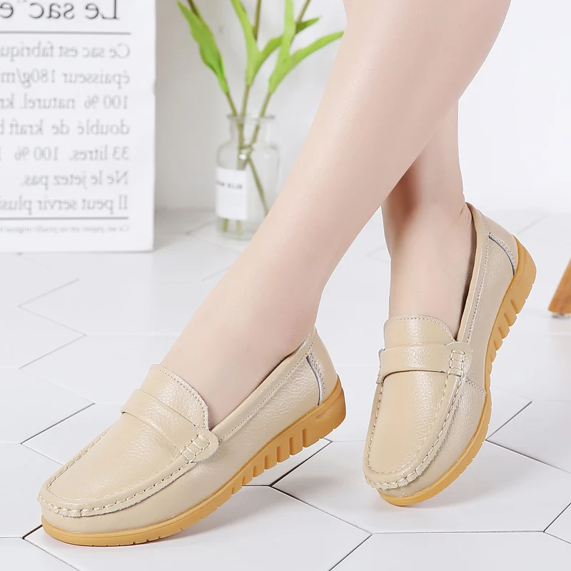 

Plardin Spring Autumn Women Moccasins Women's Flats Genuine leather Shoes Woman Lady Loafers Slip On Suede Shoes mocasines mujer