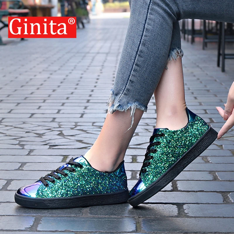 Туфли Ginita женские из искусственной кожи блестящие лоферы на плоской подошве со
