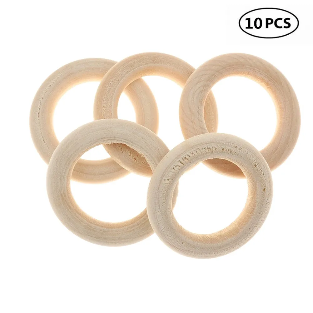 10pcs 4cm 1.57" Natural Color Unfinished Wooden Circle Rings for DIY