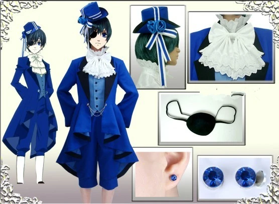 Us 84 49 29 Off Anime Black Butler Ciel Kuroshitsuji Ciel Phantomhive Cosplay Kostum Ganze 8 Set Mit Ohrringe Auf Aliexpress