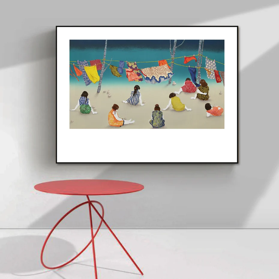 Vintage Abstract Janan Girl Playing Canvas Paintings Frame Poster Print Wall Art Pictures for Living Room Interior Home Decor