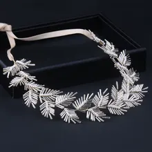 Мода ручной работы золотой лист Свадебный Лента-повязка на голову роскошный жемчуг свадебное украшение Тиара для женщин невесты аксессуары для волос