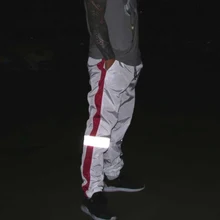 Для мужчин пот Штаны хип-хоп Штаны повседневные штаны эластичный пояс шить пара Стиль Светоотражающие джоггеры Для мужчин s высокое уличный стиль