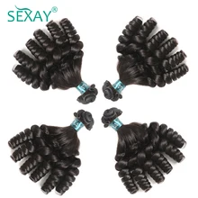 Sexay бразильский Надувной вьющиеся волосы пучки человеческих волос Weave 4 Связки один пакет волос можно покрасить и выпрямился