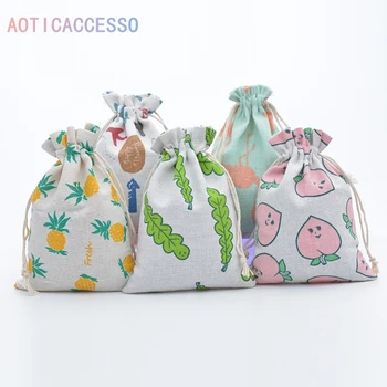

10pcs 5"x7" Vintage Handmade Linen Burlap Gift Candy Bag Jewelry Packaging Pouch Wedding Party Favors Holder Jute Gift Bags