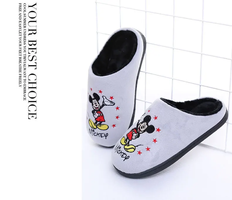 Chinelos de Algodão das Crianças da Disney Inverno os Novos Além de Veludo Outono Desenhos Animados Anti-skid Grosso Quente Casa Bonito Chinelos no 16 Online shopping