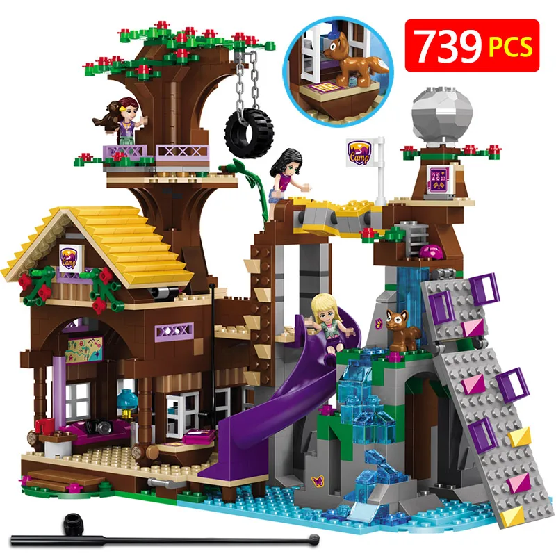 

Designer Set Building Blocks Toys Compatible LegoING Friends Tree House Bricks City Emma Mia Blocks Adventure Camp For Girl