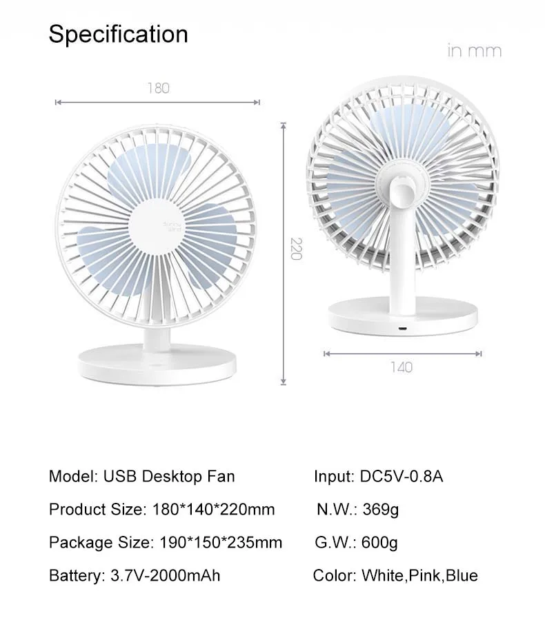 QIAOXINGXING Excellent 3life Sunny Wind Fan Home Office USB Desktop Fan Built-in Battery Three Speed Color : Blue, Size : 180mm QIAOXINGXING Excellent 3life Sunny Wind Fan Home Office USB Desktop Fan Built-in Battery Three Speed Color : Blue, Size : 180mm