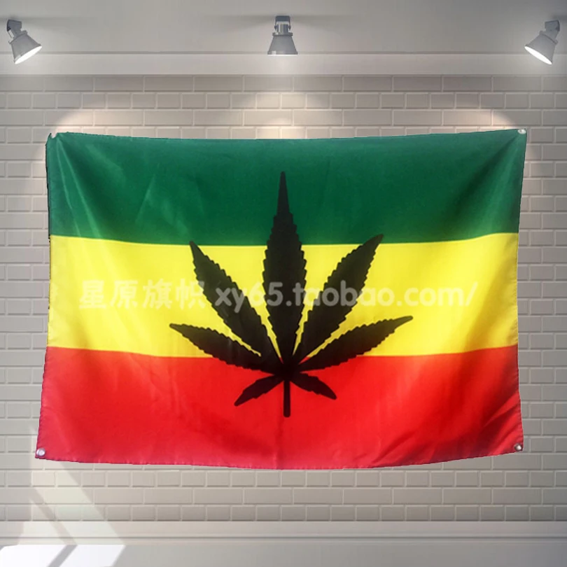 

Leaf Flag Banner Jamaica Bob Marley reggae Music Rock Band Home Decoration Hanging flag 4 Gromments in Corners 3*5FT 144cm*96cm