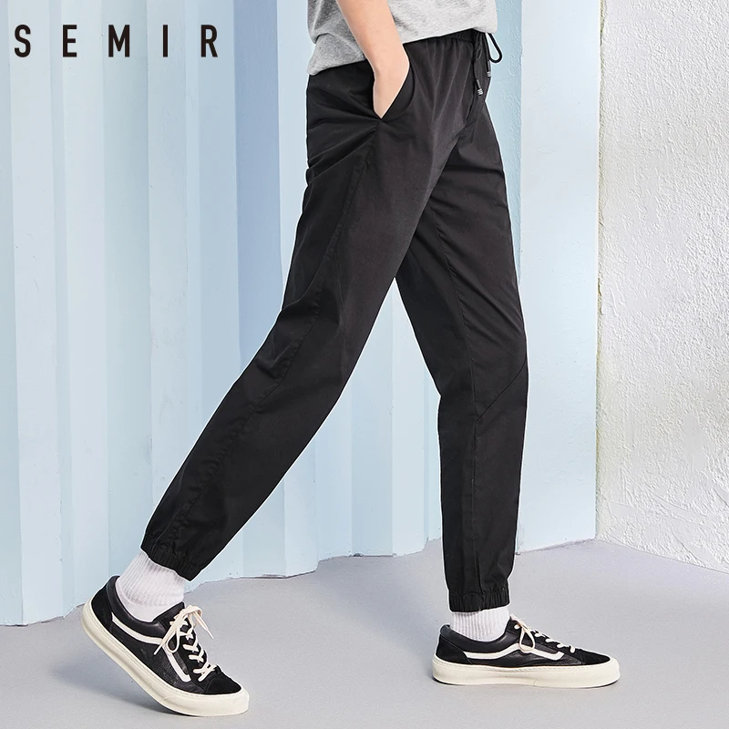 SEMIR брюки мужские повседневные Тонкие штаны для бега однотонные черные
