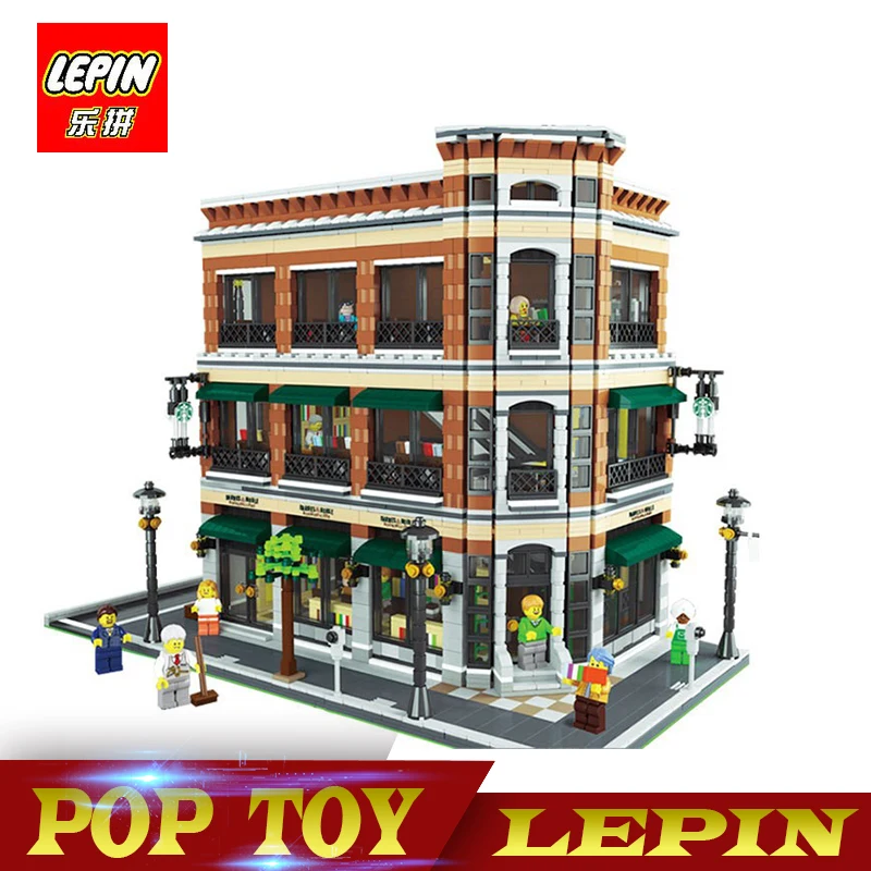 

DHL Lepin 15017 4616Pcs Creator Expert Starbucks Cafe Bookstore Model Building Kits Birthday Toy Compatible With 10243
