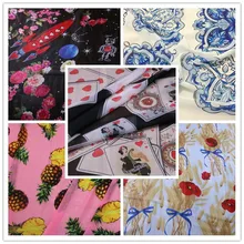 DG во время новые летние котенок письма шифоновая ткань с принтом Diy Craft элегантное платье ткань