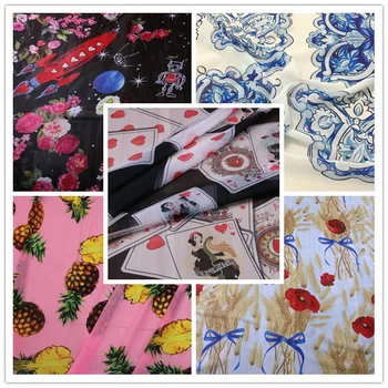 

DG During Summer New Kitten Letters Printing Chiffon Fabric Diy Craft Elegant Dress Cloth