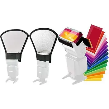 

Two-Sides Flash Diffuser Softbox Silver/White Reflector +12pc Strobist Flash Color Card for Canon Nikon Pentax Yongnuo Sony