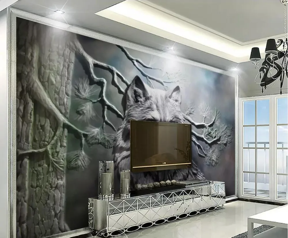 Beibehang пользовательские обои 3D Фото Фреска тисненый лес волк гостиная украшение стены живопись 3d обои papel де parede