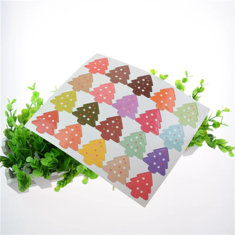 

1000pcs /lot Christmas Tree Theme Sealing sticker Creative vintage Colourful Stamp DIY posted Baking Decor label Multifunction