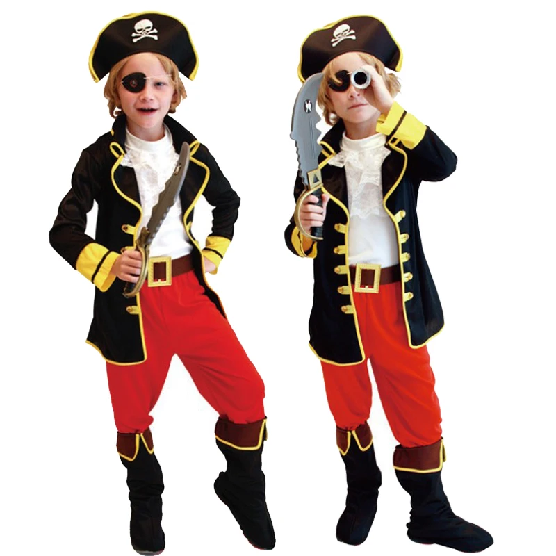 

Halloween Costumes Kids Boys Pirate Costume Cosplay set for Children Christmas New Year Purim For Kids Children(no weapons)