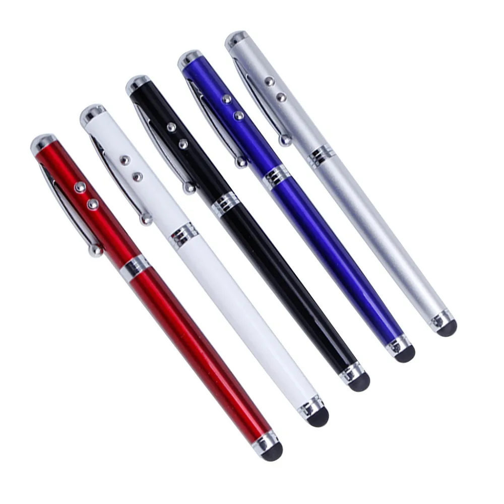 

4 in 1 Capacitive Stylus Ballpoint Pen Laser Pointer LED Light For iPhone iPad Escolar Papelaria