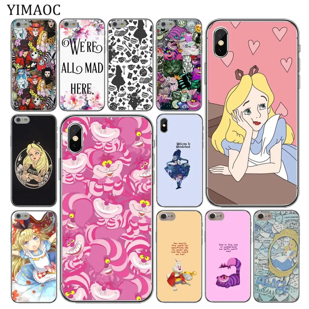 

YIMAOC Alice in Wonderland cat Soft Silicone Cover Case for Apple iPhone XS Max XR X 6 6S 7 8 Plus 5 5S SE 10 TPU Phone Cases