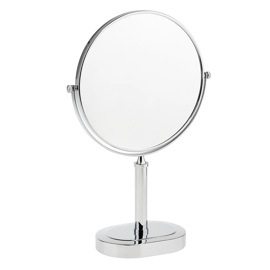 360° Swivel Rotation 8 inches Free Stand Vanity Double Sided Makeup Shaving Mirror For Bathroom 3x Magnifying