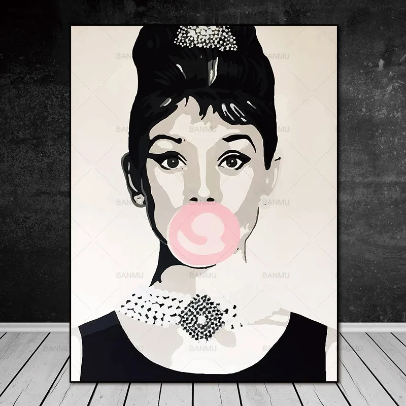 

Canvas Painting Wall Art Pictures home decor prints Audrey Hepburn on canvas no frame Wall poster decoration for living room