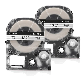 

2PCS ST12K Label 12mm Cassette Refills Compatible Epson LabelWorks LC-4WBN9 for LW-300 LW-400 LW-500 LW-600P LW-700 Clear
