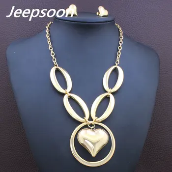 

Wholesale Fashion Stainless Steel Jewelry High Quality Round Heart Pendant Necklace & Earrings Set For Woman Jeepsoon SEDGCQCI