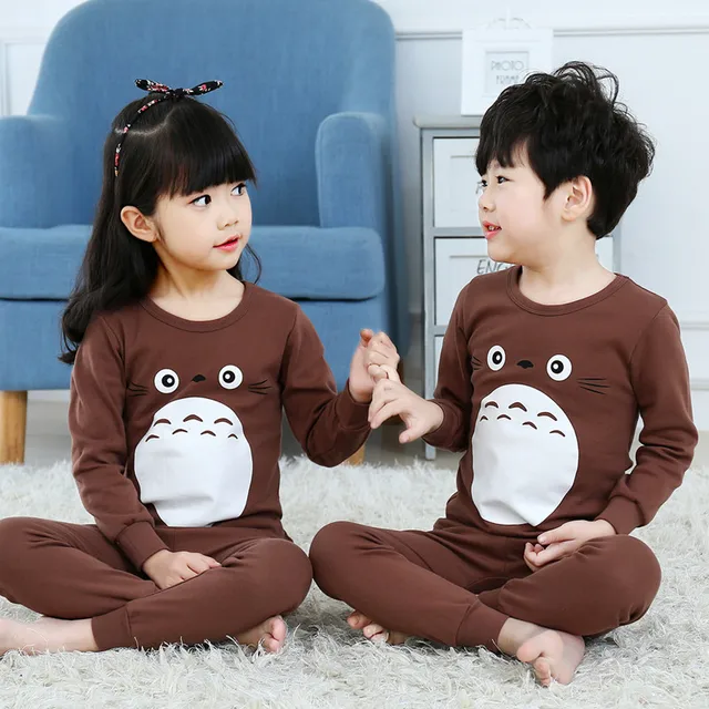 Winter Children Clothes Kids Clothing Set Boys Pajamas Sets Totoro Unicorn Nightwear Print Pajamas Girls Sleepwear Baby Pyjama