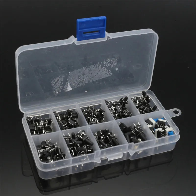 New 180pcs Tactile Push Button Switch Micro-Momentary Tact Assortment Kit 10 Kinds of 6x6 Smart Electronics Push Button Switch New 180pcs Tactile Push Button Switch Micro-Momentary Tact Assortment Kit 10 Kinds of 6x6 Smart Electronics Push Button Switch