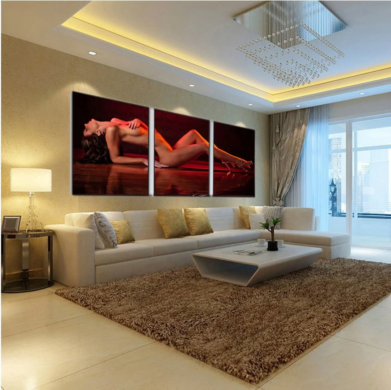 3 Pieces/Set Sexy Girl Wall Art Picture Nude Modern Home Decoration Living Room Or Bedroom Canvas Print Painting Wall Picture