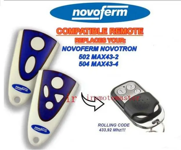 NOVOFERM NOVOTRON 502 MAX43-2 504 MAX43-4 замена пульта дистанционного управления 433 92mhz