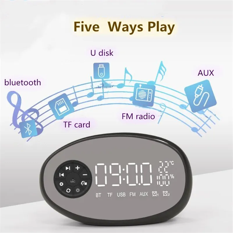 

Portable Wireless Bluetooth Speaker Column Subwoofer Music Sound Box LED Time Alarm Clock for Laptop Phone FM radio TF USB AUX