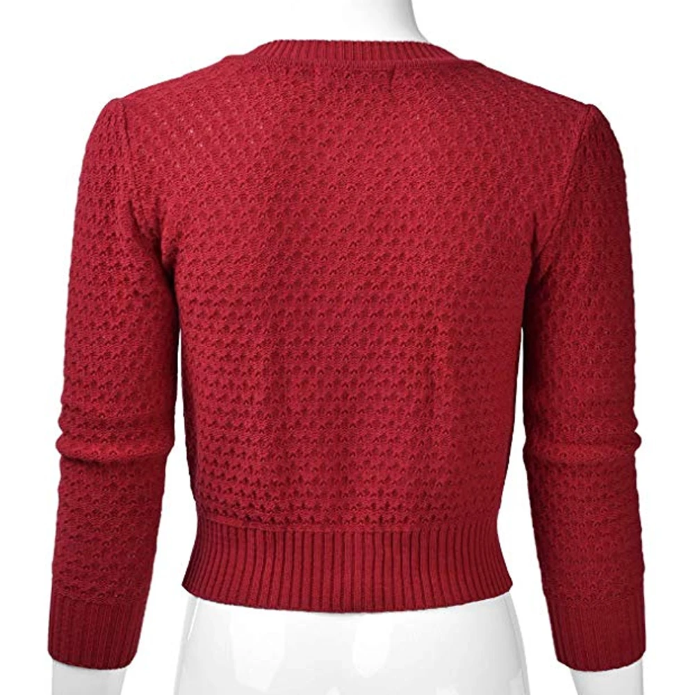 HEFLASHOR/осенние однотонные вязаные свитеры женские повседневные кардиганы с рукавом 3/4, свитера с круглым вырезом Женская верхняя одежда с открытым швом, пальто 3XL