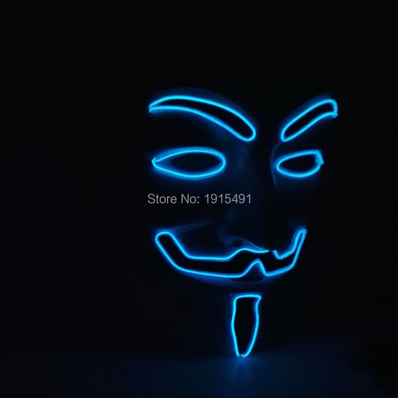 Новинка 2017 года стиль Освещение Хэллоуин Вендетта EL маска Оригинальные светильники 10 видов цветов выбор EL провода Неон маска для пасхи