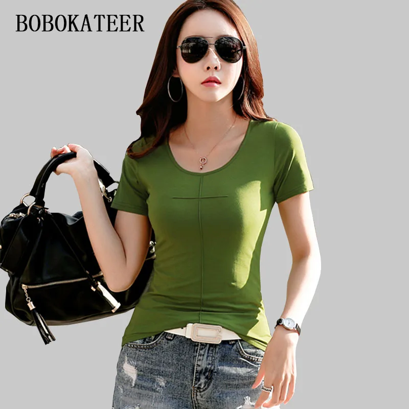 BOBOKATEER camisetas Mujer 2018 verano camisetas Mujer tops algodón camiseta Mujer talla grande camiseta blanca Mujer camisetas Camiseta BOBOKATEER camisetas Mujer 2018 verano camisetas Mujer tops algodón camiseta Mujer talla grande camiseta blanca Mujer camisetas Camiseta