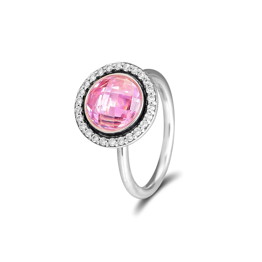 

100% 925 Sterling Silver Ring Brilliant Legacy Pink CZ Wedding Engagement Rings for Women Europe Fine Jewelry Free Shipping