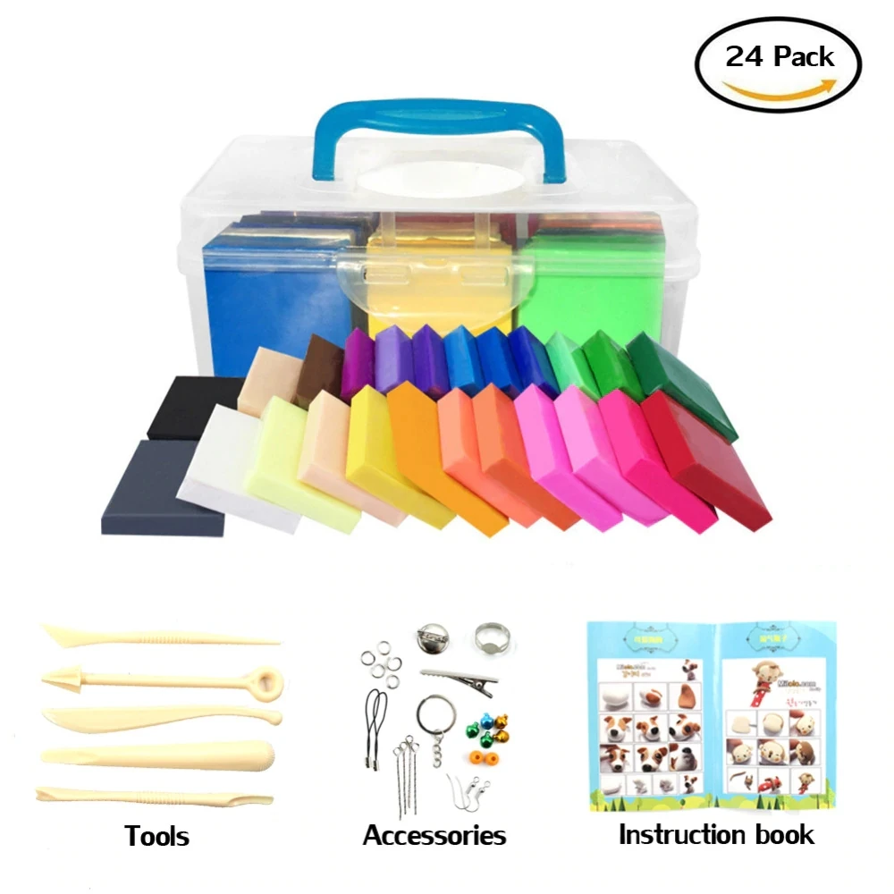 

24 Sculpey Clay Oven Bake Polymer Fimo Tools Modelling Mixed Colour Starter Pack Perfect toy for kids