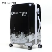 CHENGZHI 2" 22" 2" 26" дюймов модные женские туфли Ретро Париж Сумки на колёсиках Spinner Для мужчин дорожные сумки чемодан на колёса